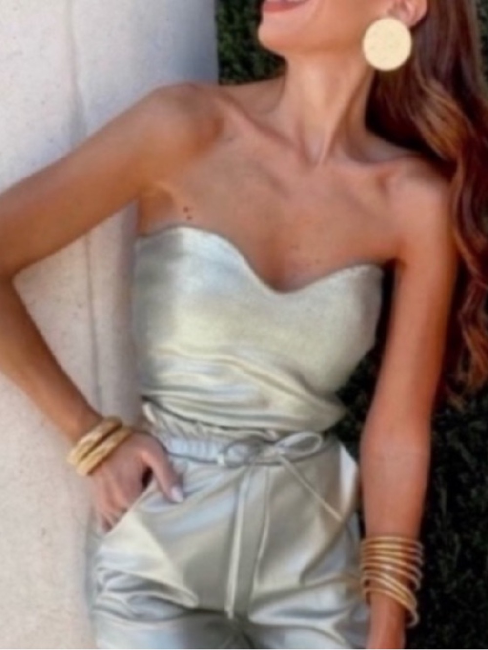 ZARA Silver Foil Metallic Sweetheart Strapless Tube Top NWT